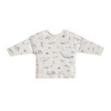 kids dropped shoulder long sleeve top life aquatic in blues pattern