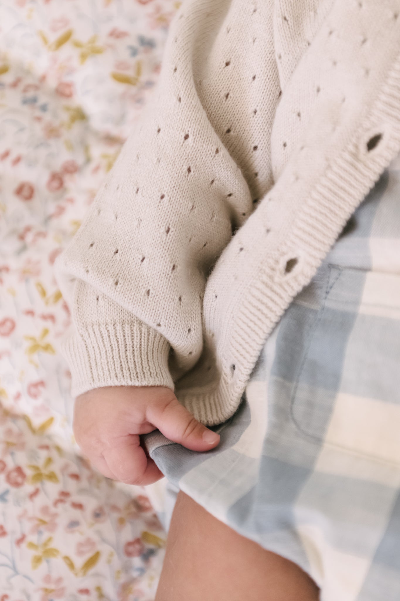 pointelle knit sweater natural