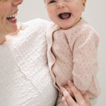 pointelle knit sweater soft peony