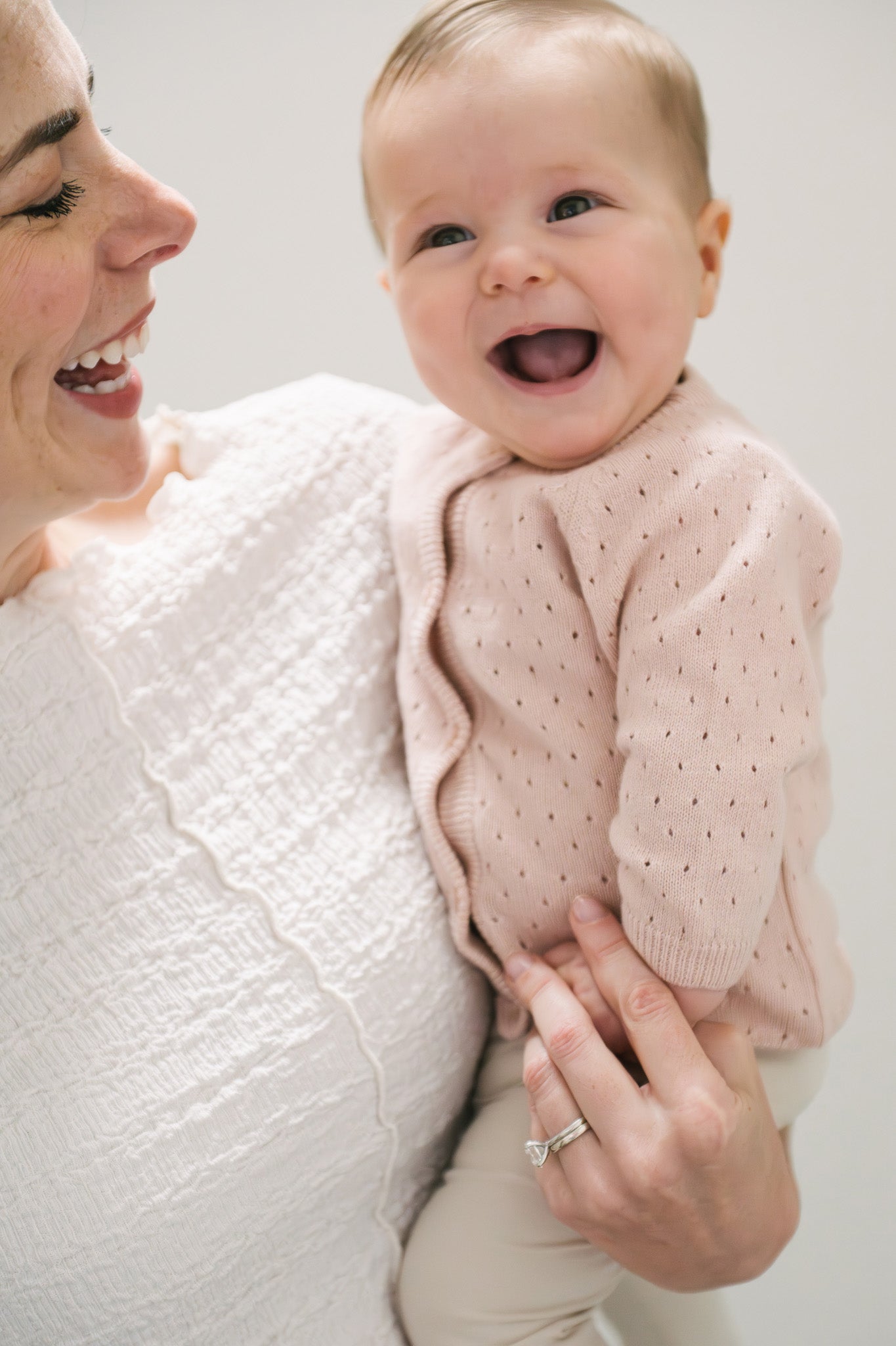 pointelle knit sweater soft peony