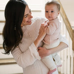 pointelle knit sweater soft peony