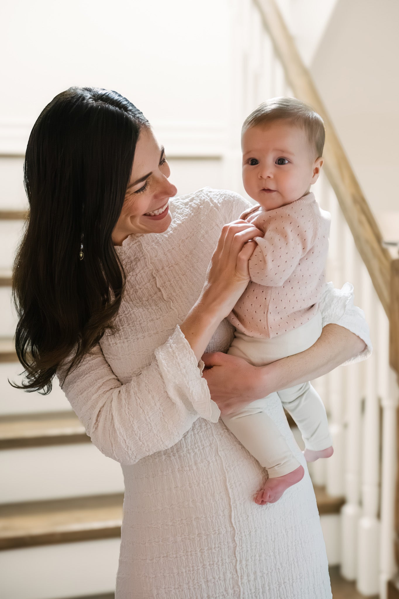 pointelle knit sweater soft peony