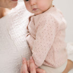 pointelle knit sweater soft peony