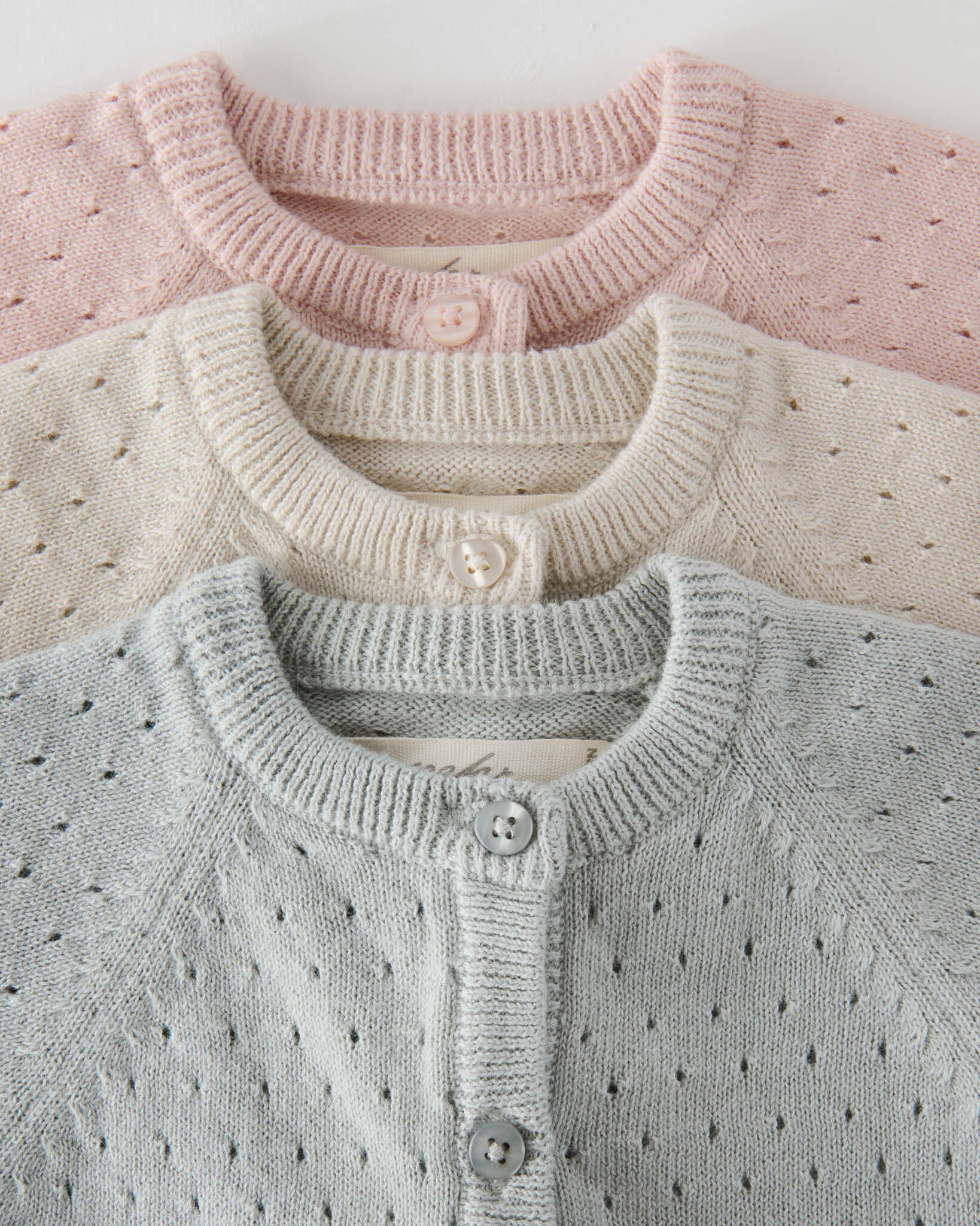 pointelle knit sweater soft peony