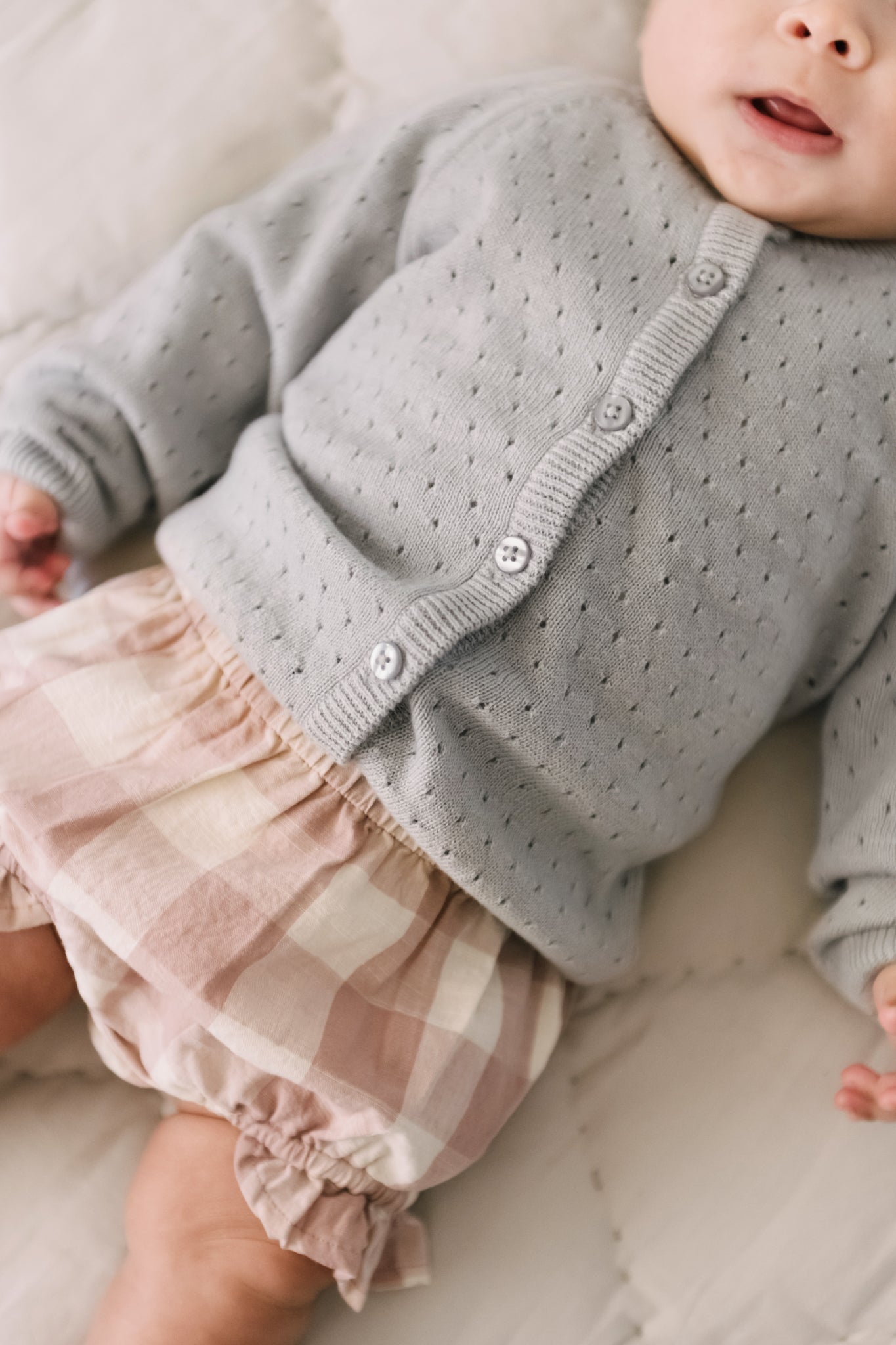 pointelle knit sweater soft sea