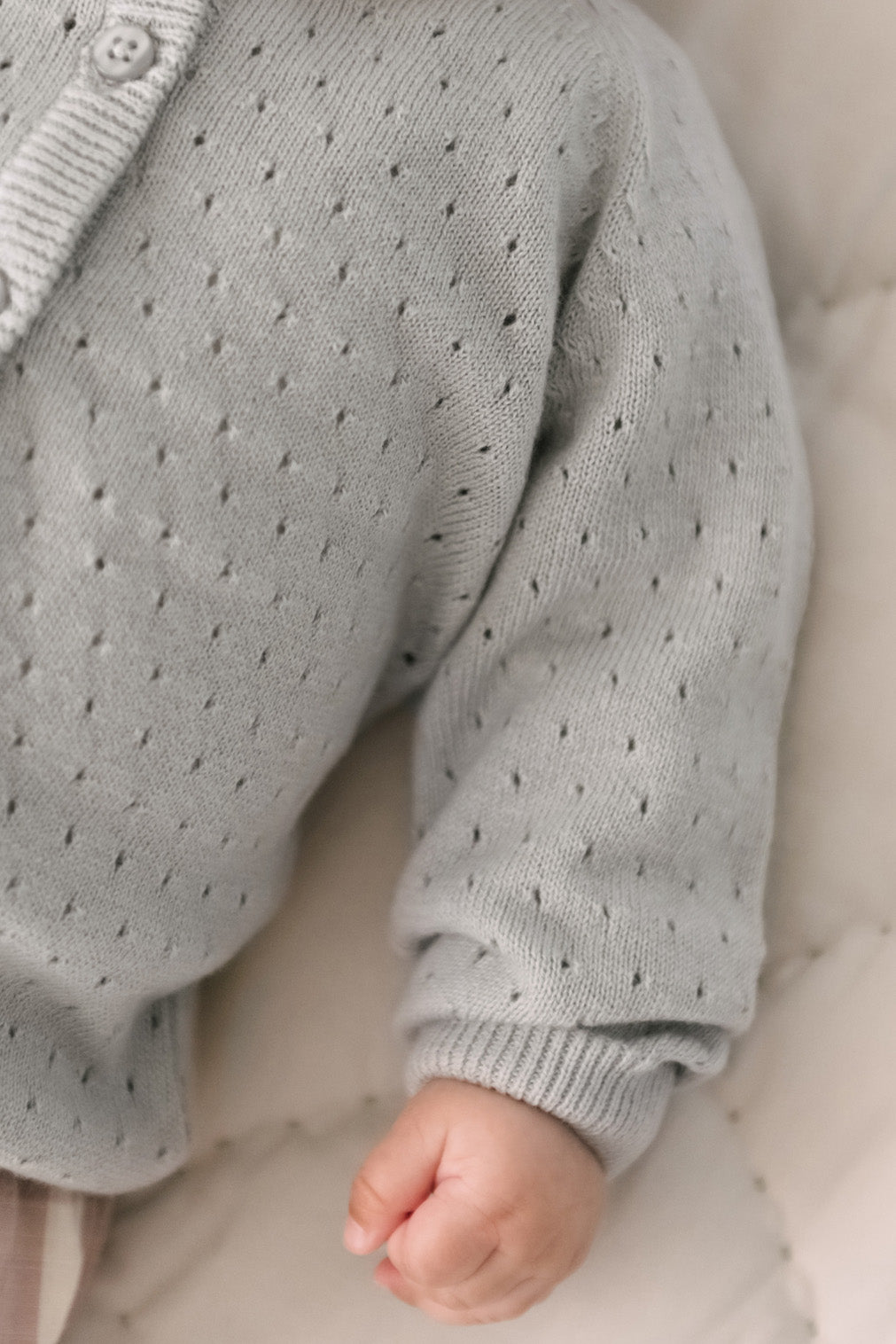 pointelle knit sweater soft sea