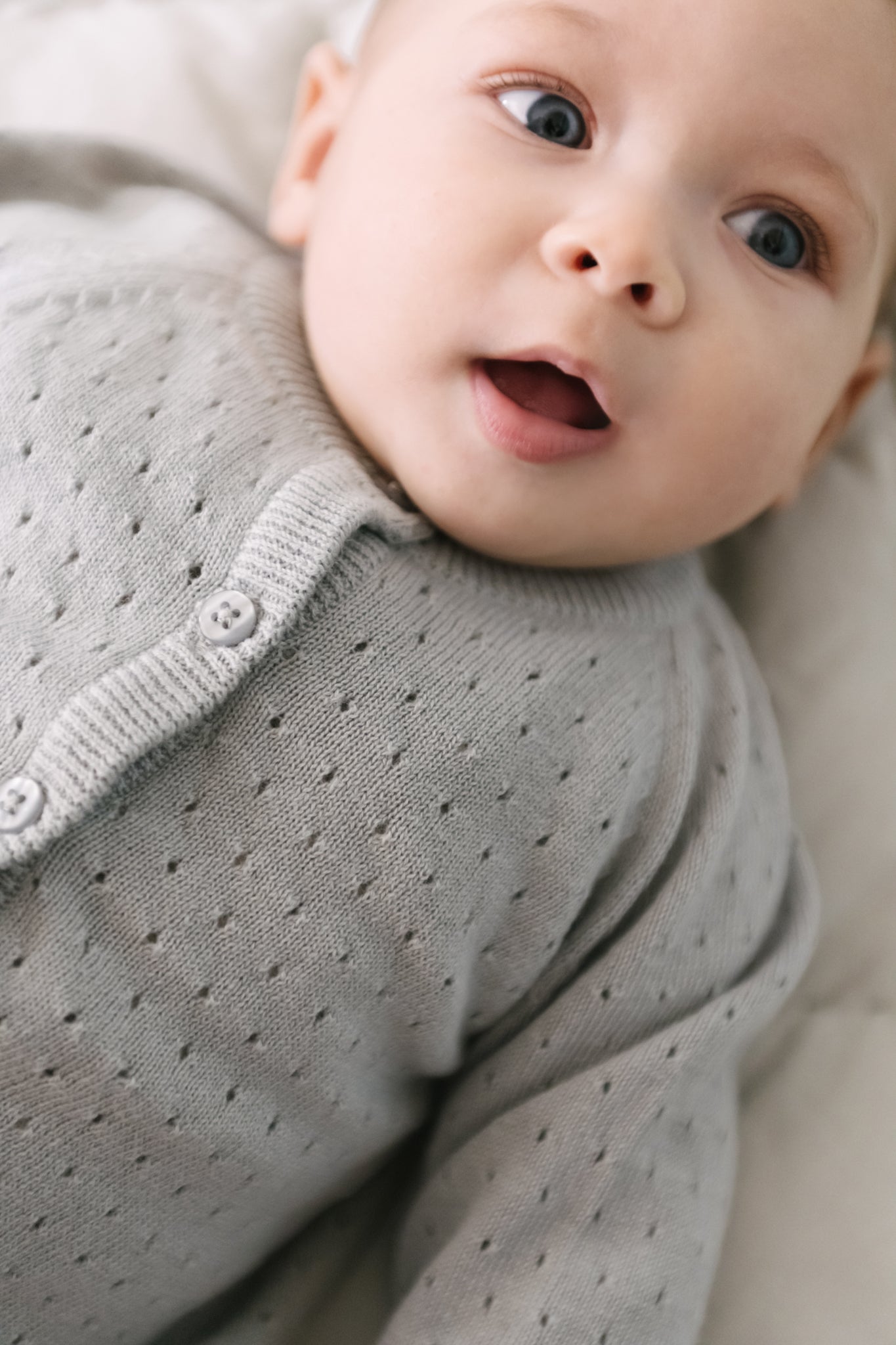 pointelle knit sweater soft sea