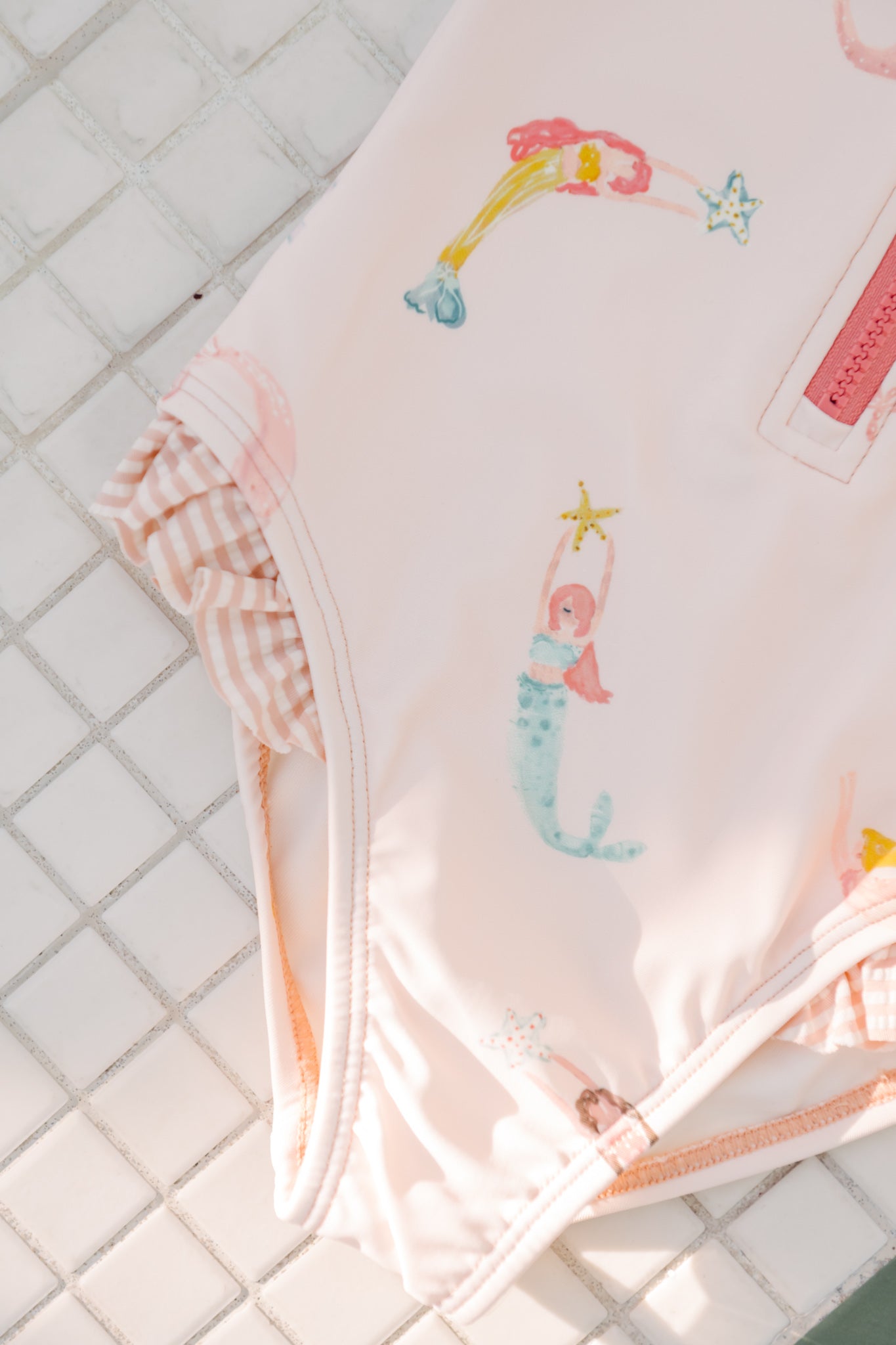 swim short sleeve ruffle one piece mermaid melody