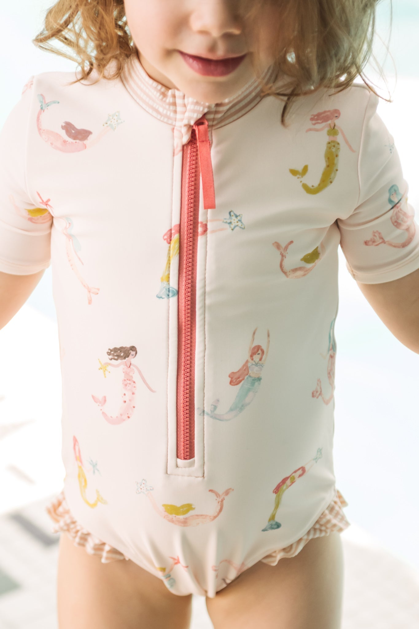 swim short sleeve ruffle one piece mermaid melody