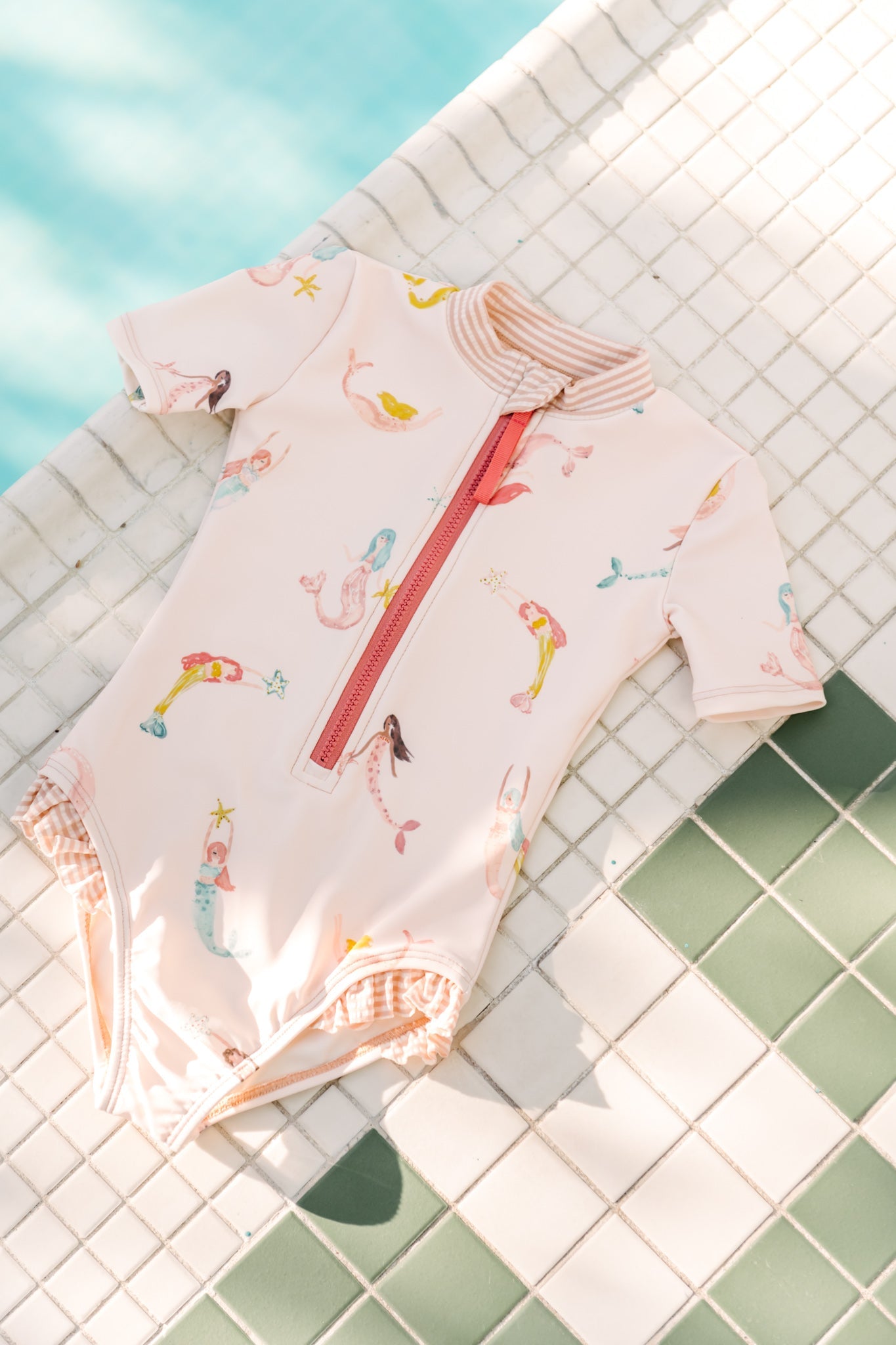 swim short sleeve ruffle one piece mermaid melody