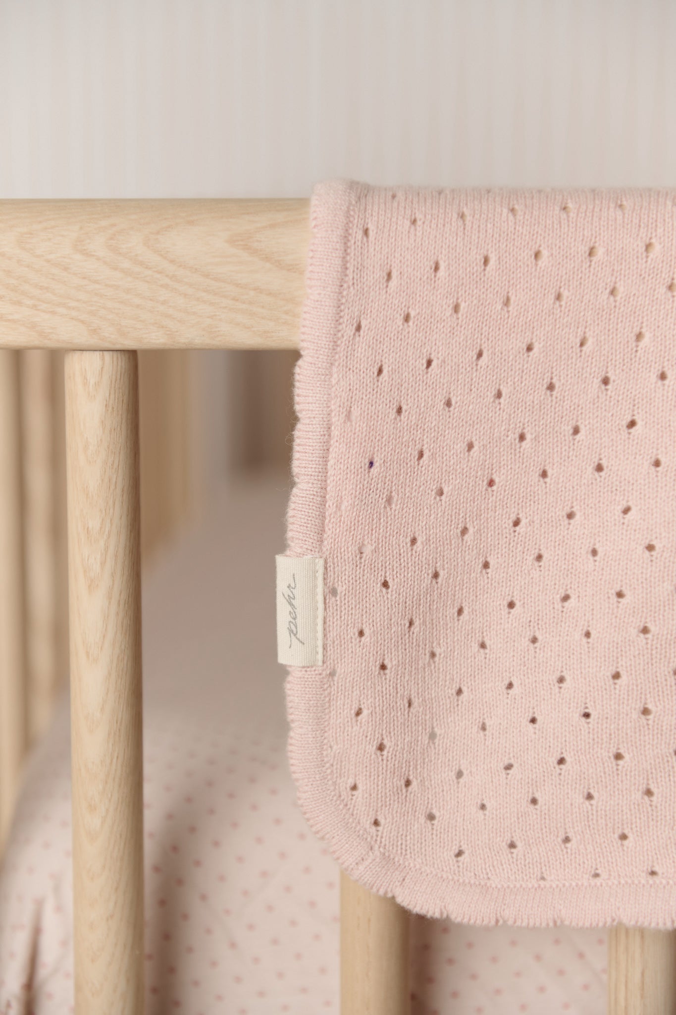 pointelle knit blanket soft peony
