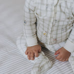 striped crib sheet stripes away pebble grey