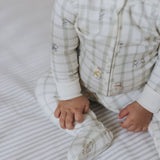 striped crib sheet stripes away pebble grey
