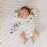 striped crib sheet stripes away pebble grey