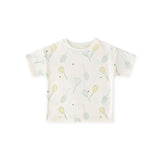 dropped shoulder short sleeve t shirt doubles in greens pattern