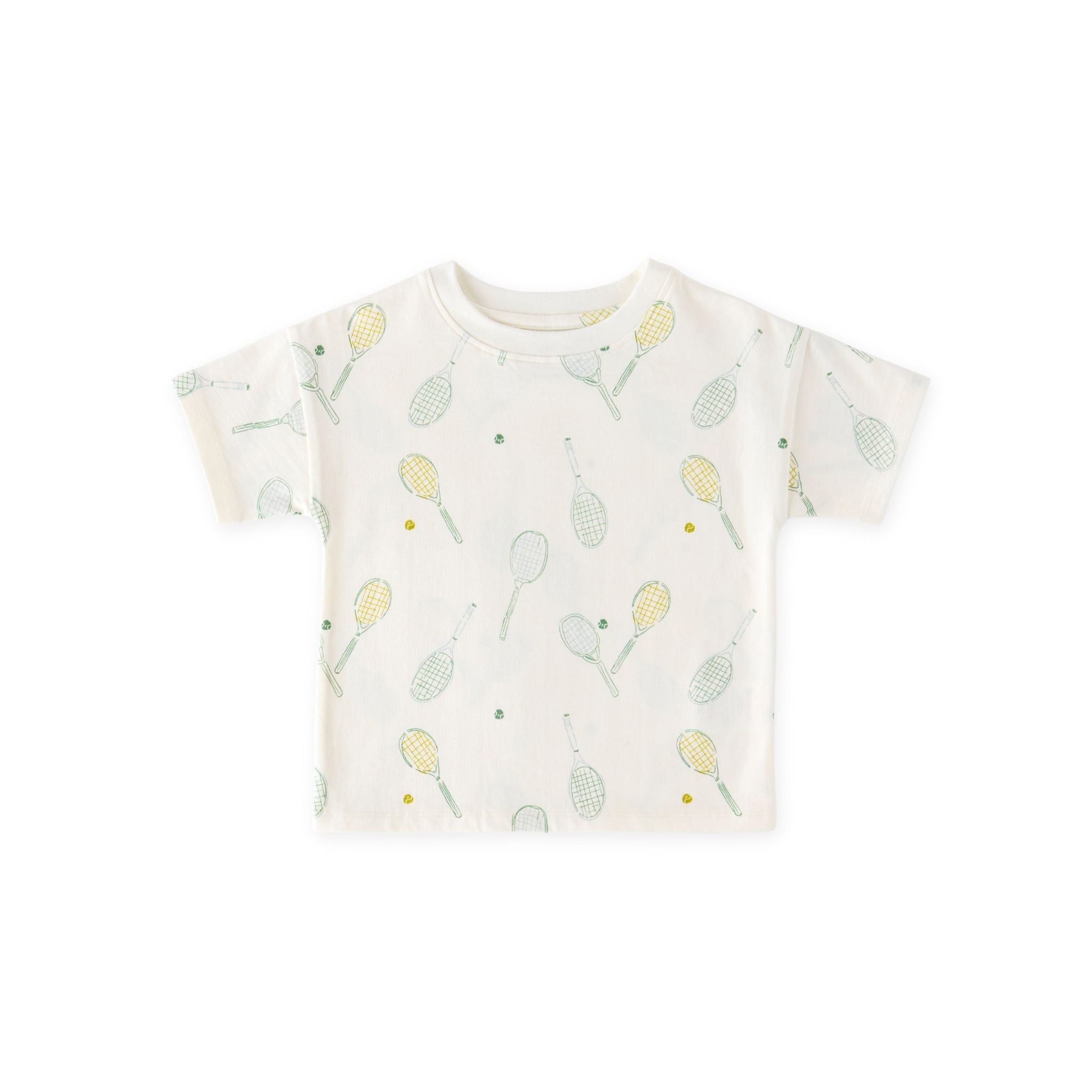 dropped shoulder short sleeve t shirt doubles in greens pattern