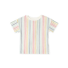 dropped shoulder short sleeve t shirt stripes away rainbow in multi pattern