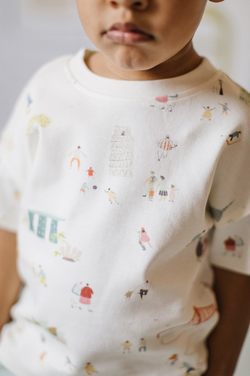 dropped shoulder short sleeve t shirt explore the world