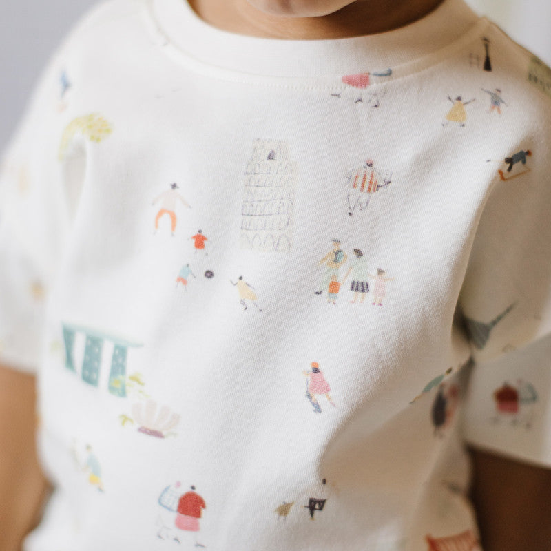 dropped shoulder short sleeve t shirt explore the world