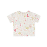 dropped shoulder short sleeve t shirt sea bloom in pinks pattern