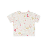 dropped shoulder short sleeve t shirt sea bloom in pinks pattern