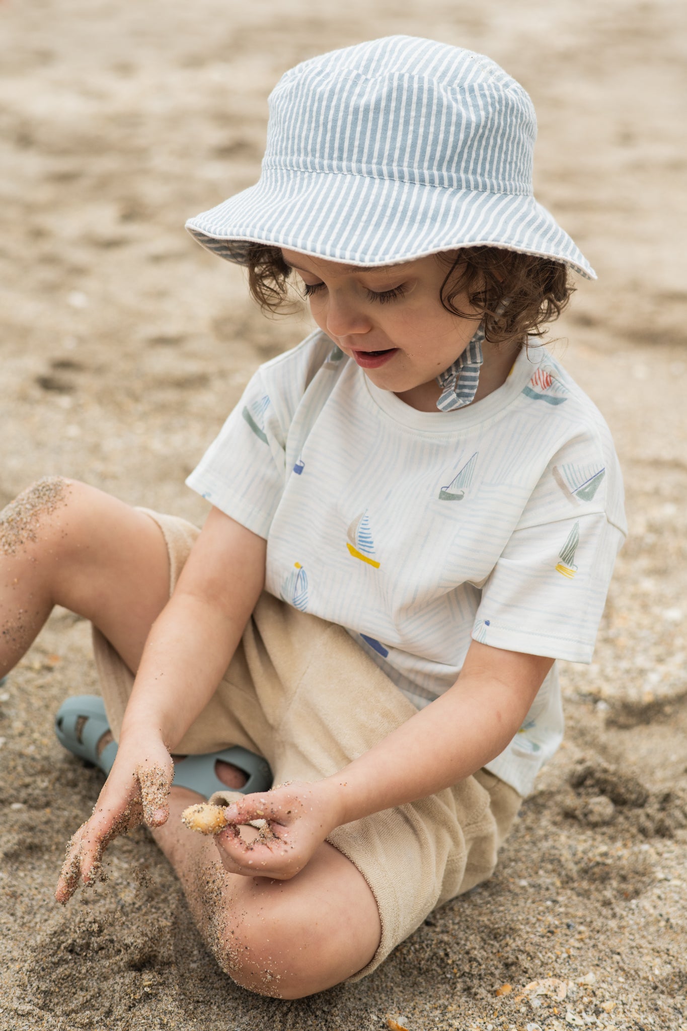 kids dropped shoulder short sleeve t shirt set sail