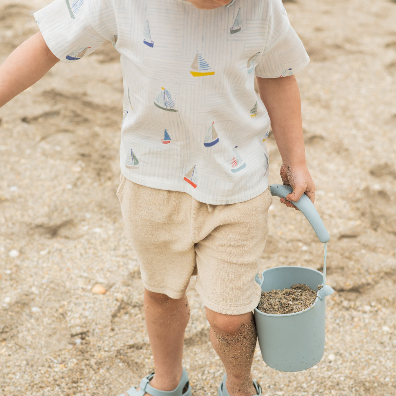 kids dropped shoulder short sleeve t shirt set sail