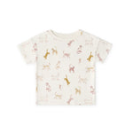 dropped shoulder short sleeve t shirt copy cat in pinks pattern tshirt