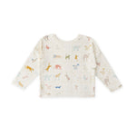 kids dropped shoulder long sleeve top animal shuffle in multi pattern