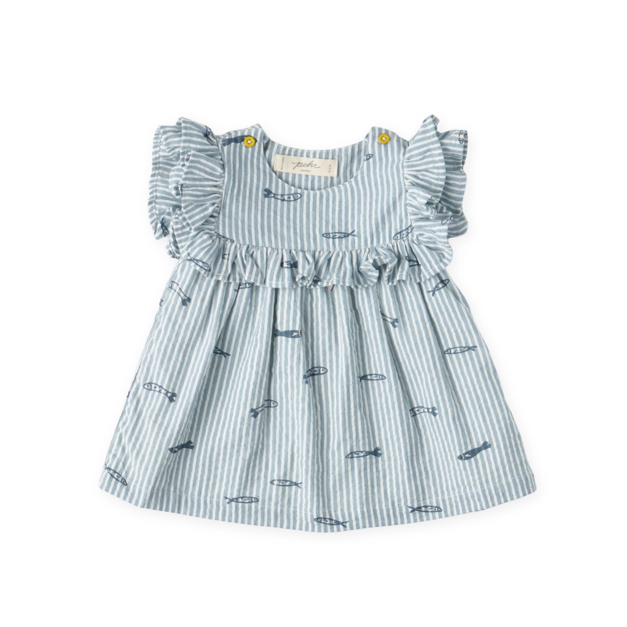 kids seersucker dress petit sardine in blues pattern