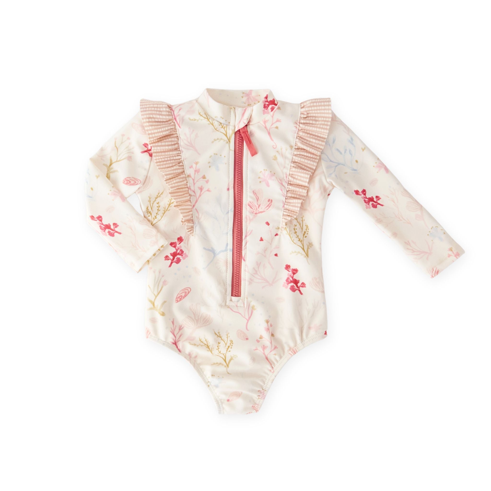 toddler swim long sleeve ruffle one piece sea bloom toddler
