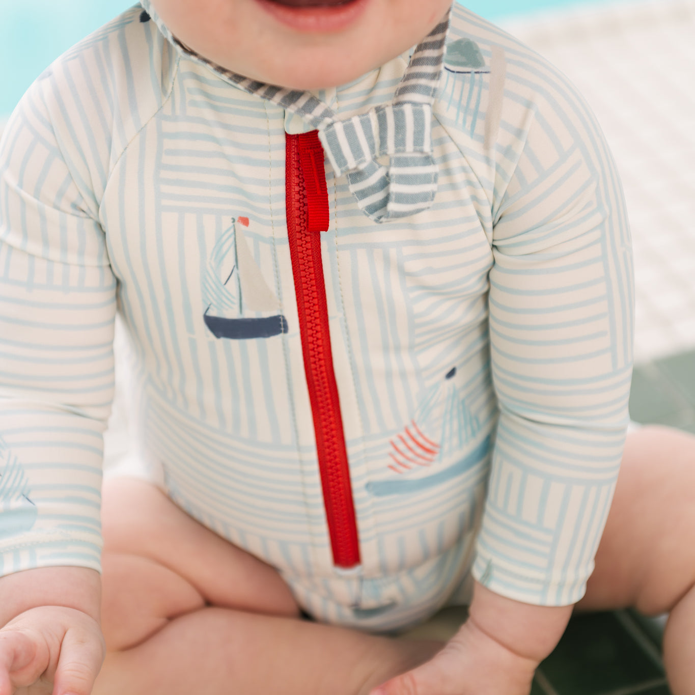 kids swim long sleeve one piece set sail