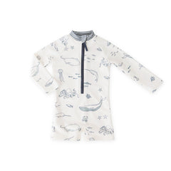 swim long sleeve one piece life aquatic in blues pattern