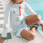 kids swim rash guard & short set sail