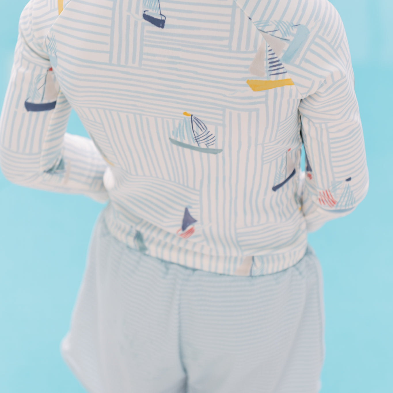 kids swim rash guard & short set sail