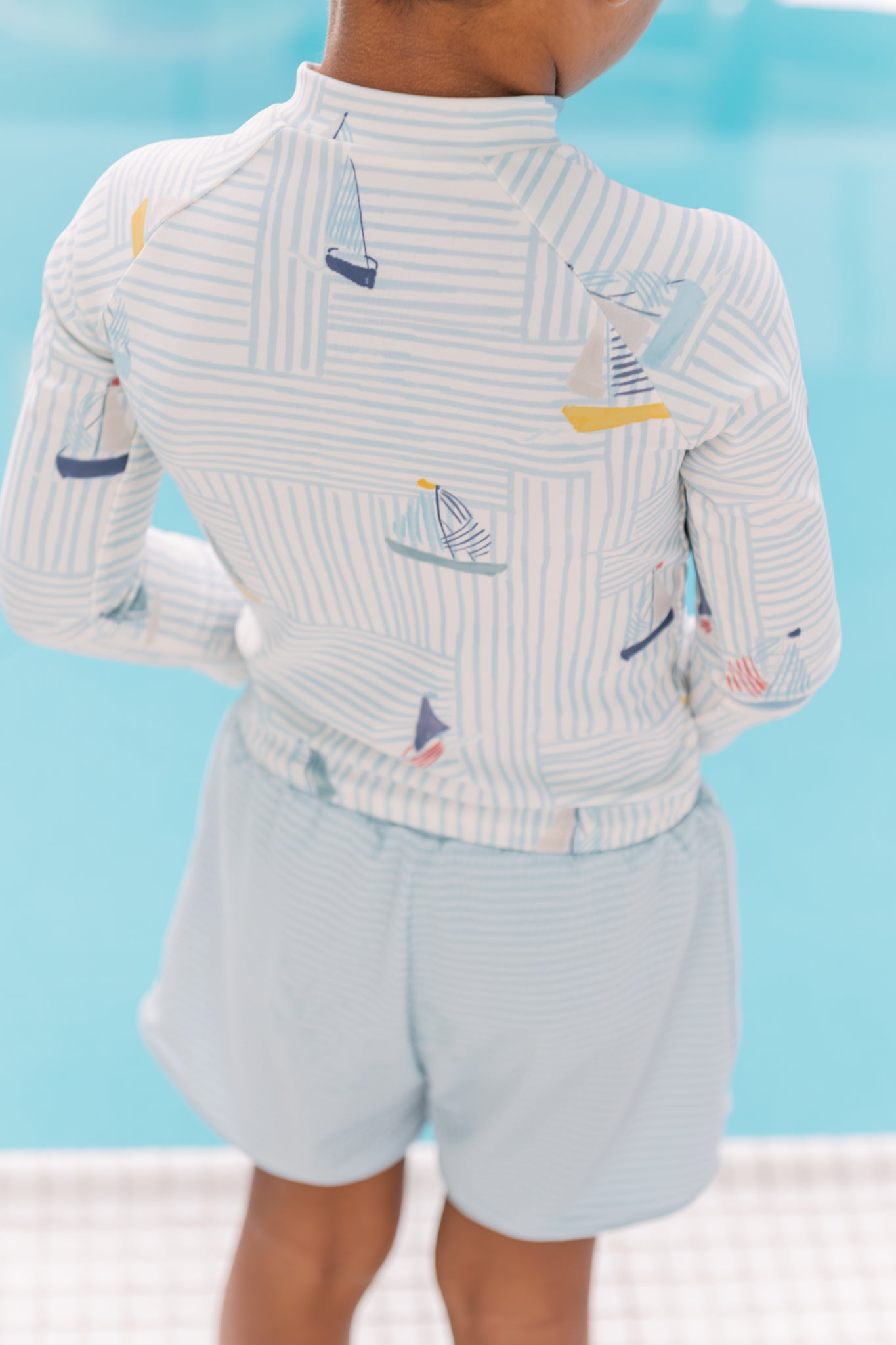 kids swim rash guard & short set sail