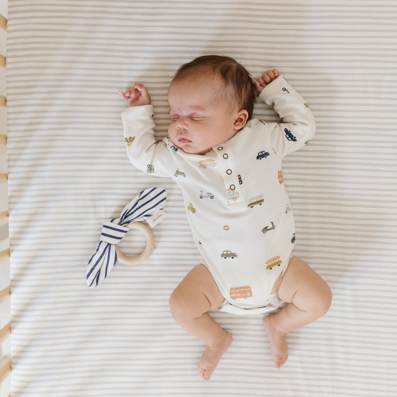 Rusrdm-Striped Crib Sheet-Stripes Away Pebble Grey-4