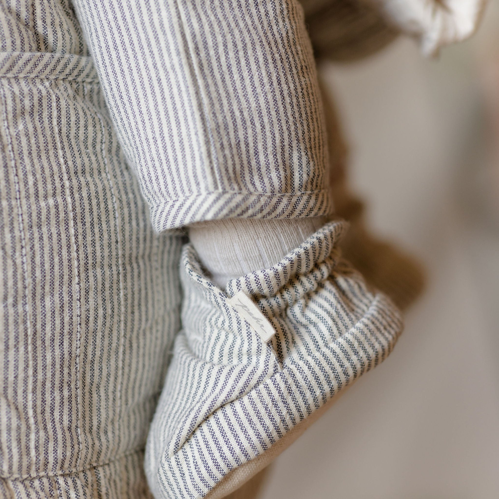 kids overall and bootie set railroad stripe